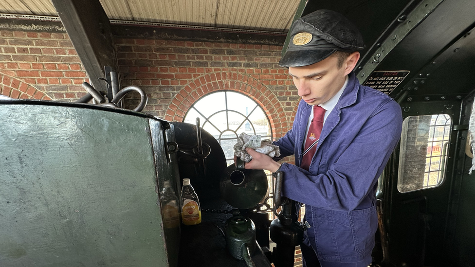 Ben Gray on a steam train