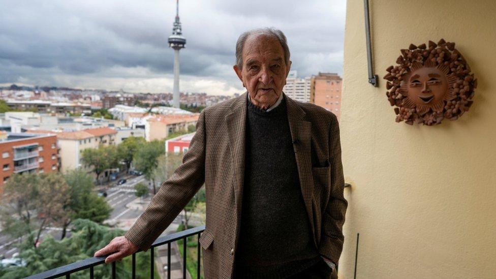 Nicolas Sanchez Albornoz, ex-prisoner of the Franco regime who escaped during the construction of the Valle de los Caidos (Valley of the Fallen) where he was as a prisoner