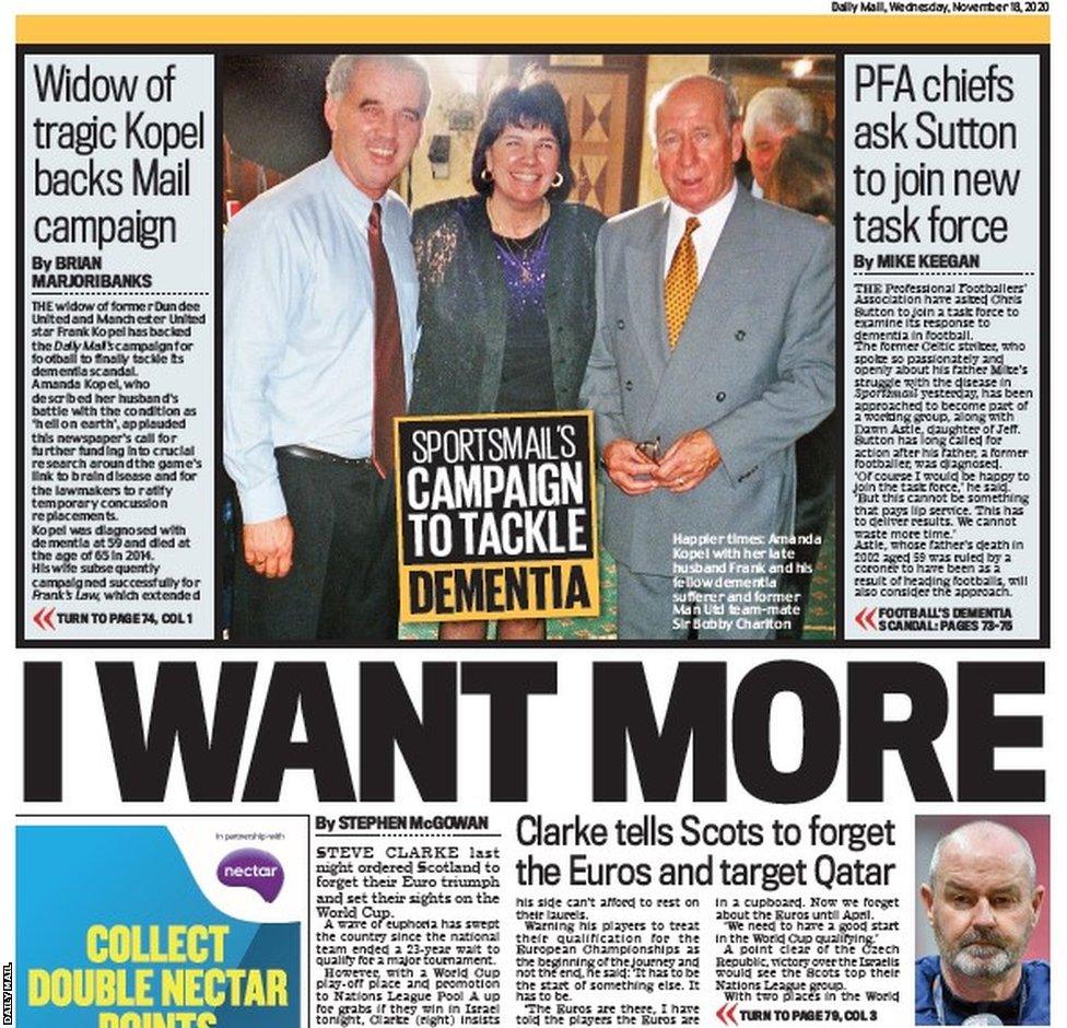 The back page of the Scottish Daily Mail on 181120