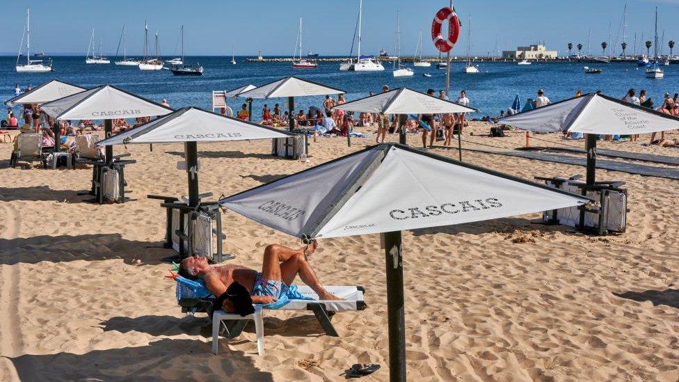 People on a beach in Portugal