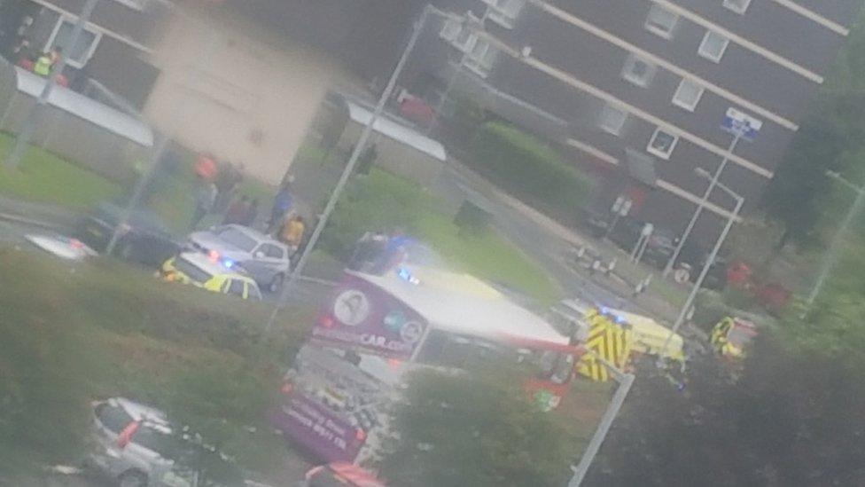Near the scene