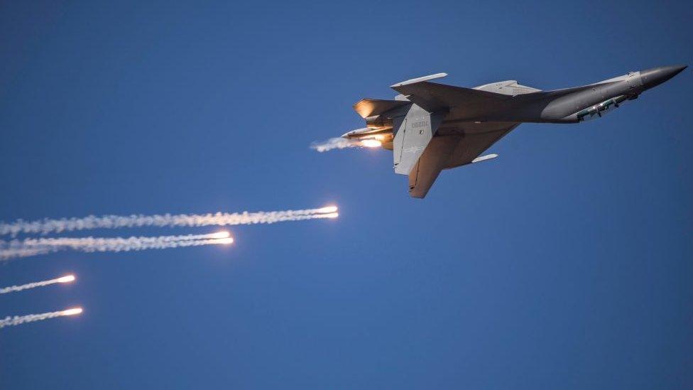 A file photo of a J-16 fighter jet performing in the sky during the Chinese People's Liberation Army Air Force Aviation Open Day