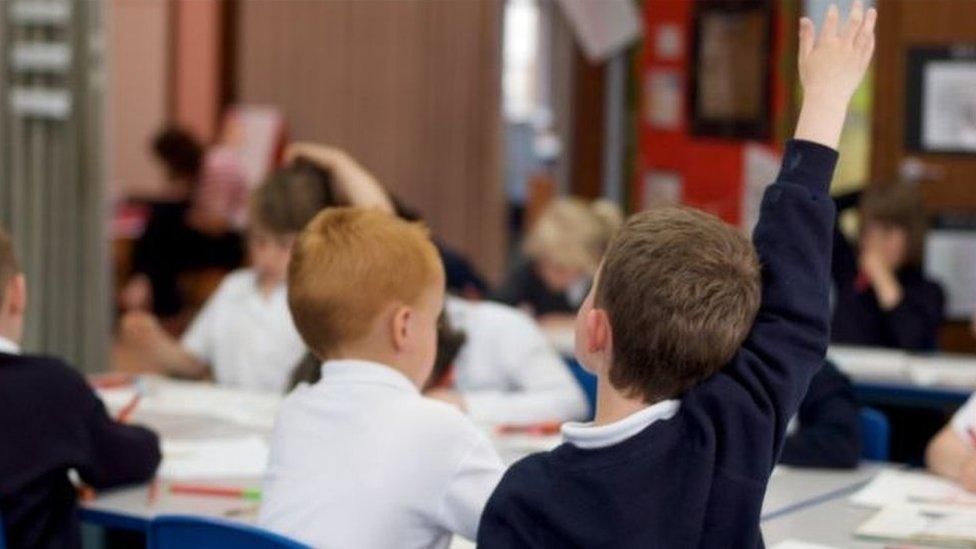 Primary school children in a classroom