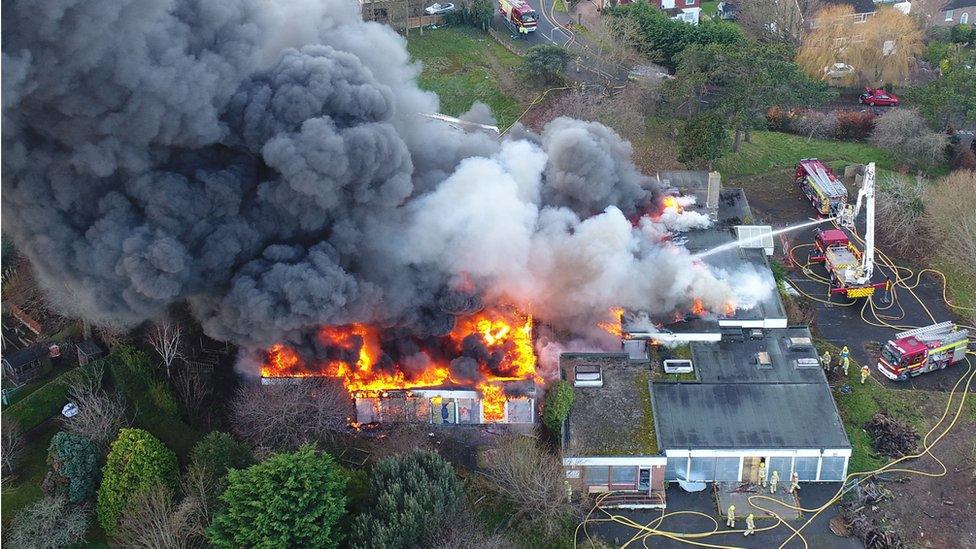 Aerial shot of the fire