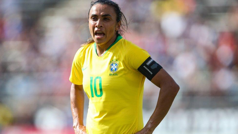 Marta playing for Brazil