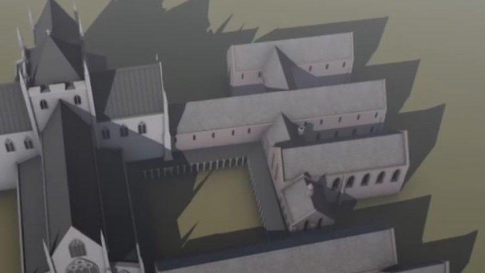 One of the images of the abbey used in the CGI