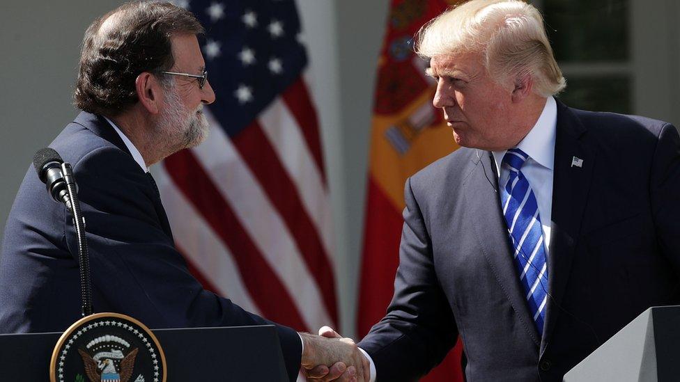 Trump and Spanish PM shake hands