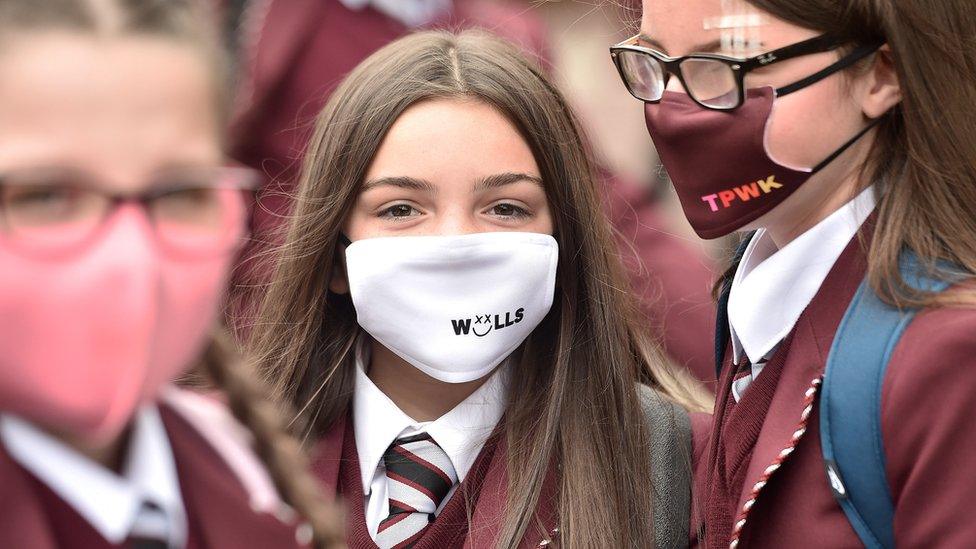 School children in masks