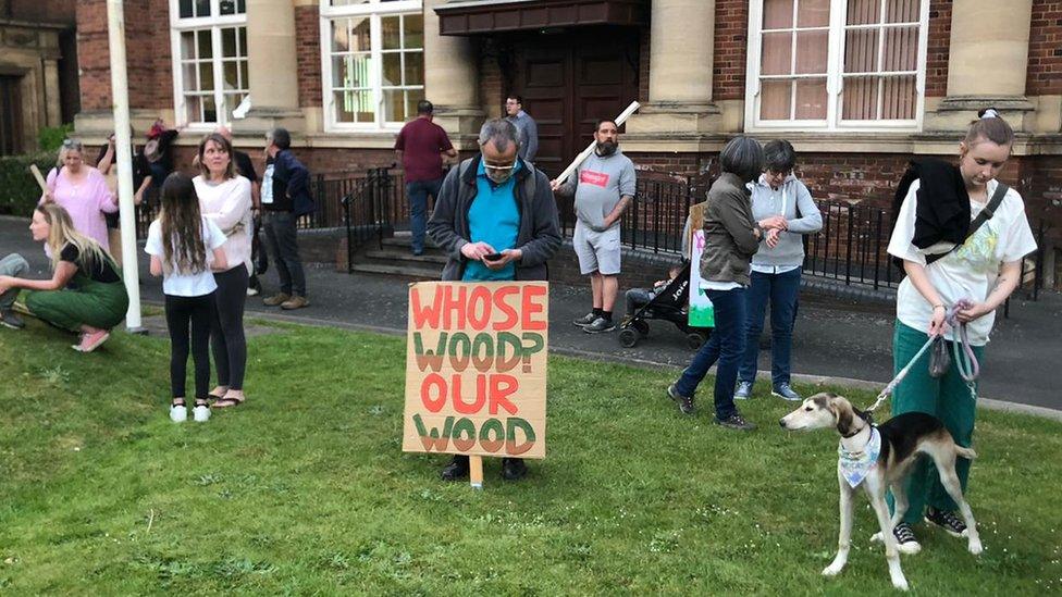 Campaigners outside council meeting