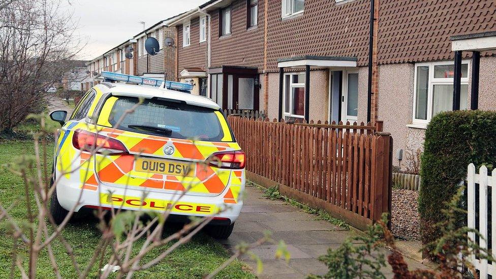 Police car outside house in Biggleswade