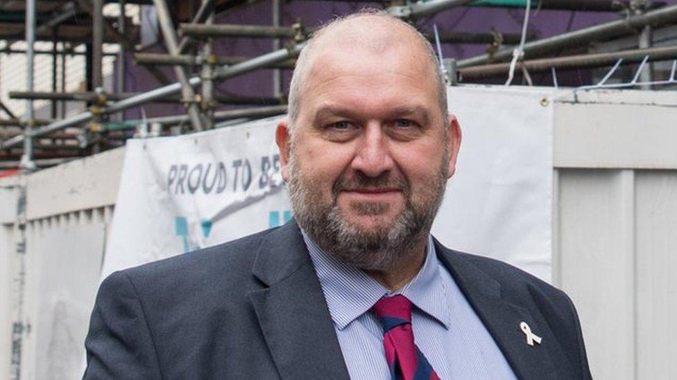 Carl Sargeant visiting a regeneration project in Pontypridd