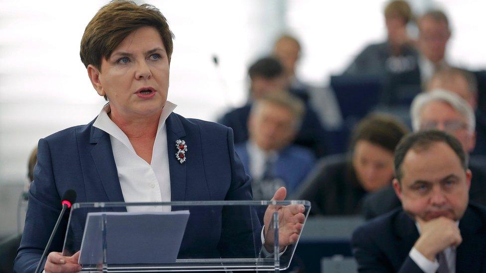 Poland's Prime Minister Beata Szydlo addresses the European Parliament in Strasbourg on 19 January 2016.