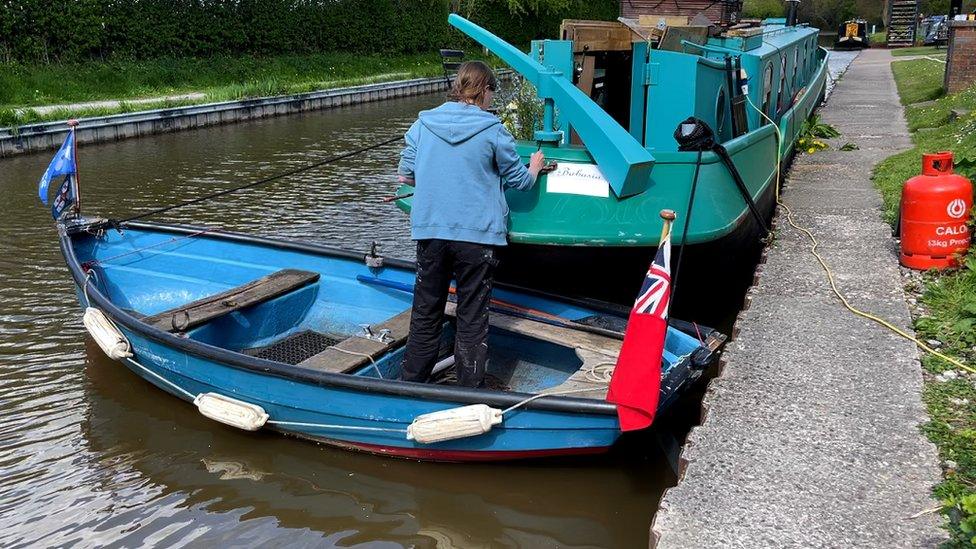 Charlotte in her dinghy