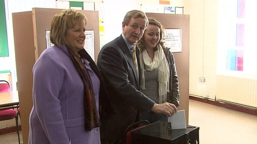 Fine Gael leader Enda Kenny casts his vote in the Irish general election