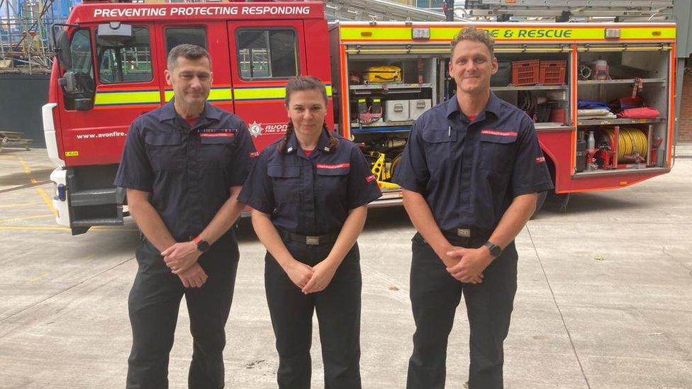 Three Avon Fire and Rescue crew who saved Jeffrey Johns