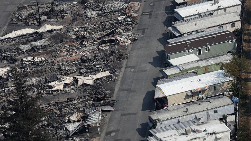 Mobile homes were destroyed at the Journey's End Mobile Home Park on 11 October, 2017