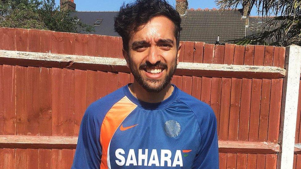 Sagar wearing an India shirt