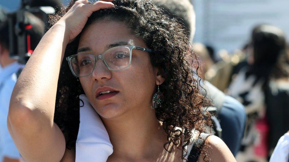 Sanaa Seif, the sister of jailed British-Egyptian activist Alaa Abd el-Fattah, at the COP27 climate summit in Sharm el-Sheikh, Egypt (10 November 2022)