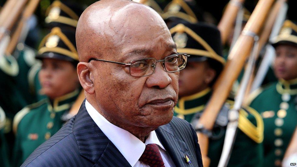 South African President Jacob Zuma takes part in a ceremony to commemorate the centenary of the Battle of Delville Wood in northern France in which South African troops fought in 1916, on July 12, 2016 in Longueval.