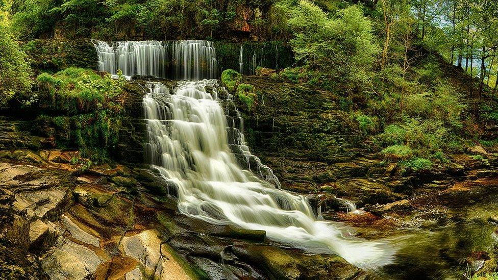 The waterfall at Pontneddfechan in the Brecon Beacons