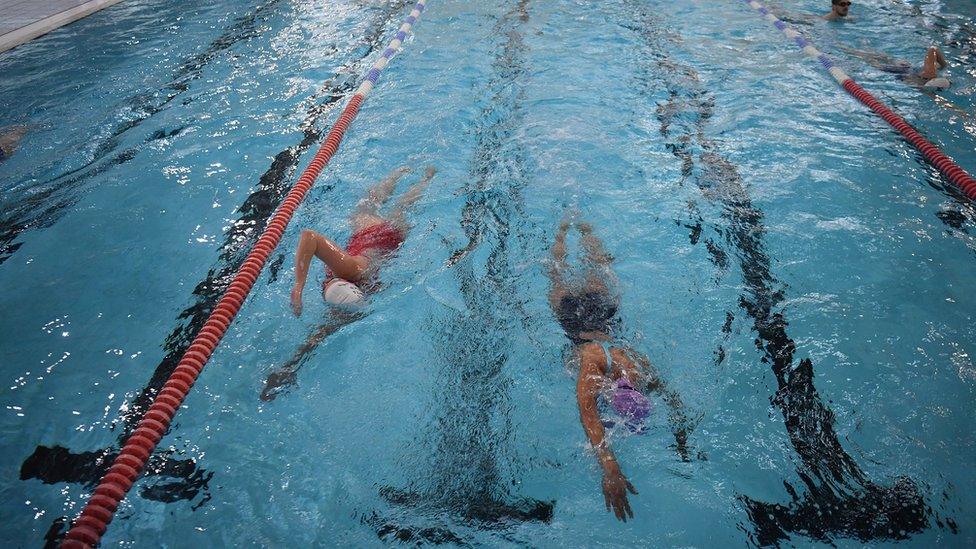 Swimmers in pool