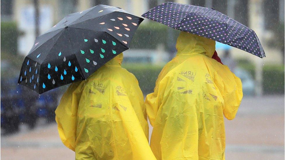 Two students in Sussex rain