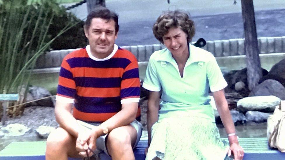 John and Jan Ward sitting on a bench