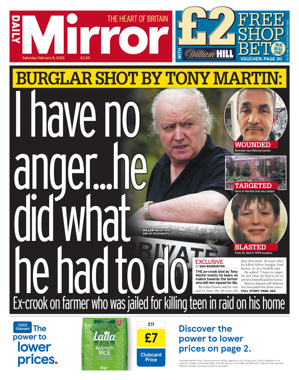 The front page of the Daily Mirror newspaper