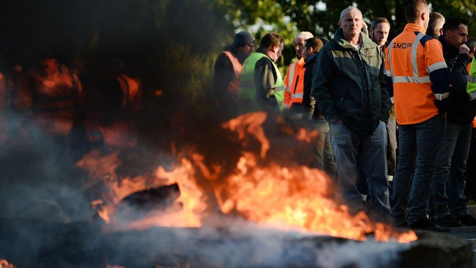 Workers barricaded the western port of Saint-Nazaire before blockading the nearby Donges refinery