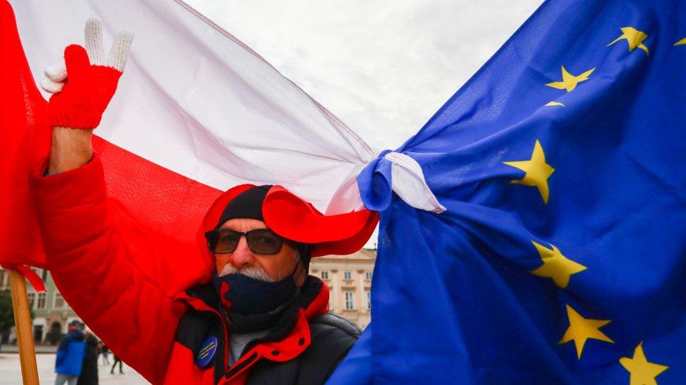 Anti-government demonstration at the Main Square in Krakow, Poland on November 22, 2020