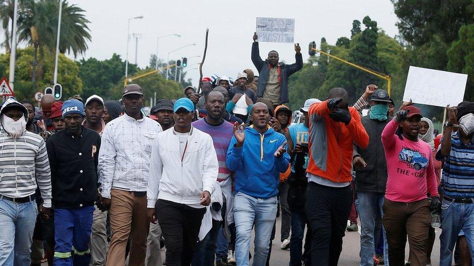 SA nationals march through city in protest against foreigners