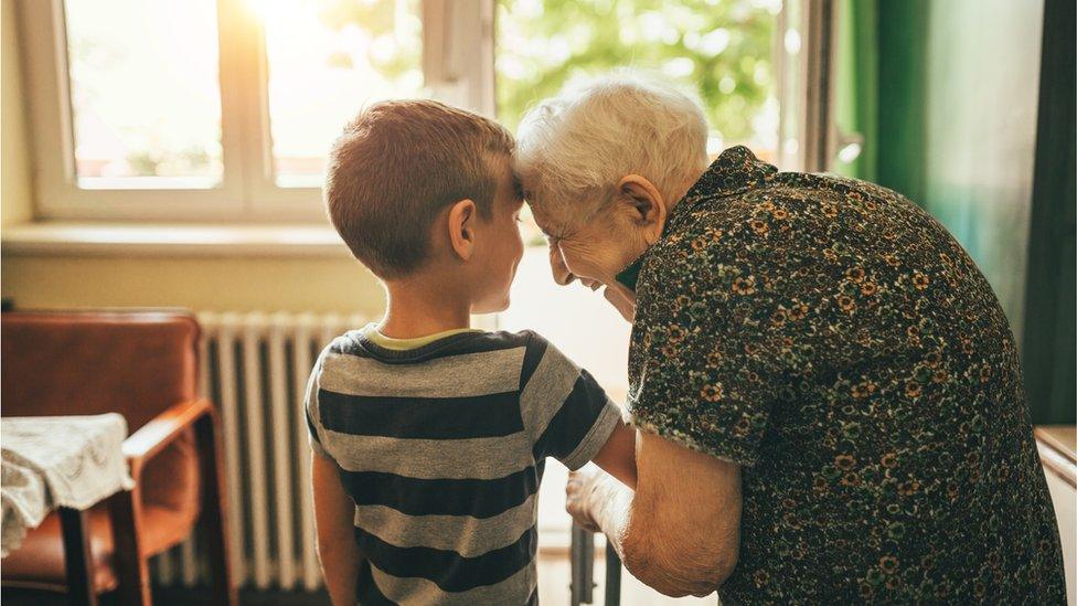 A boy and his great grandmother