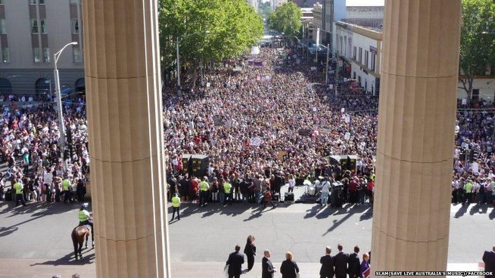 Rally in Australia about live music