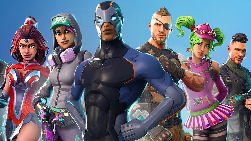 A series of colourful characters are shown in this Fortnite promotional image