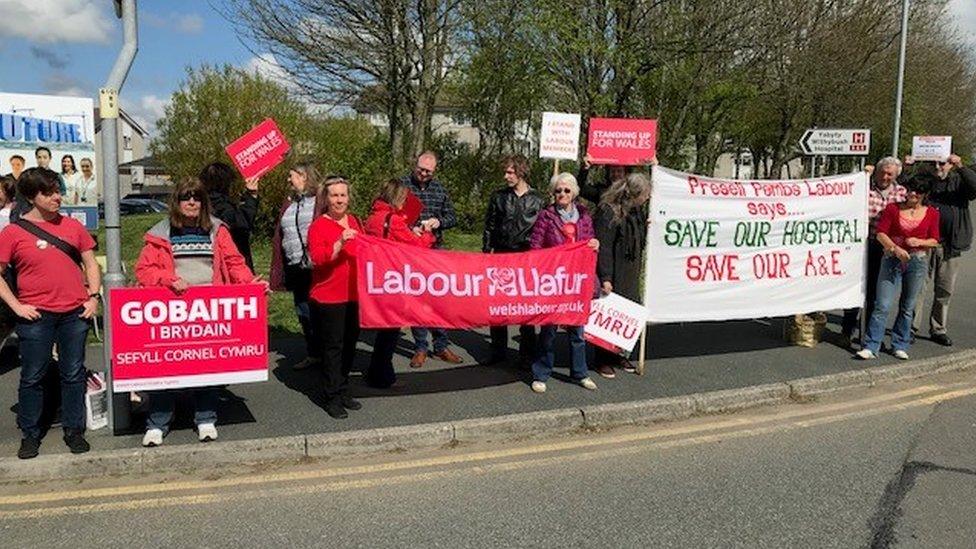 Protest group outside Withybush hospital