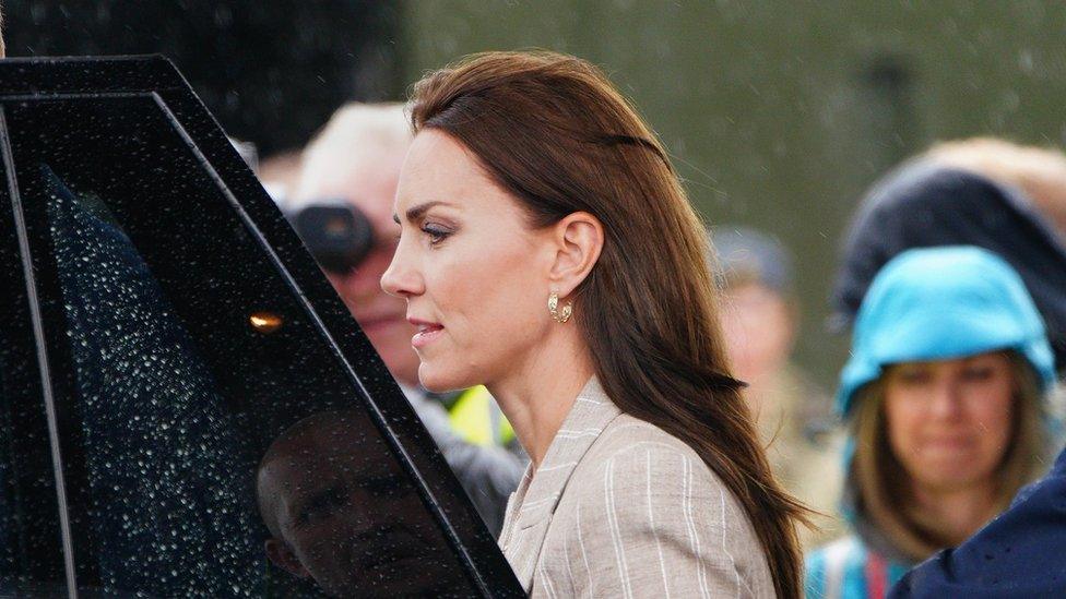 The Princess of Wales getting into a car