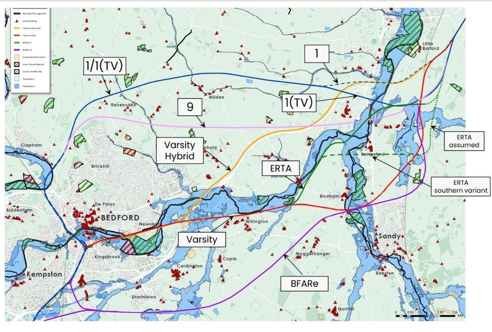 The map included in the report by SLC Rail