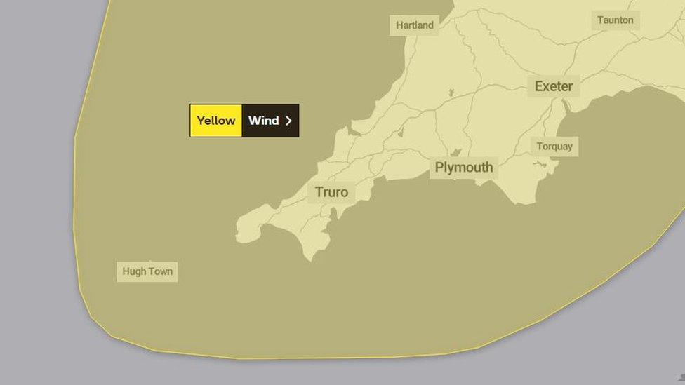 Yellow weather warning over South West