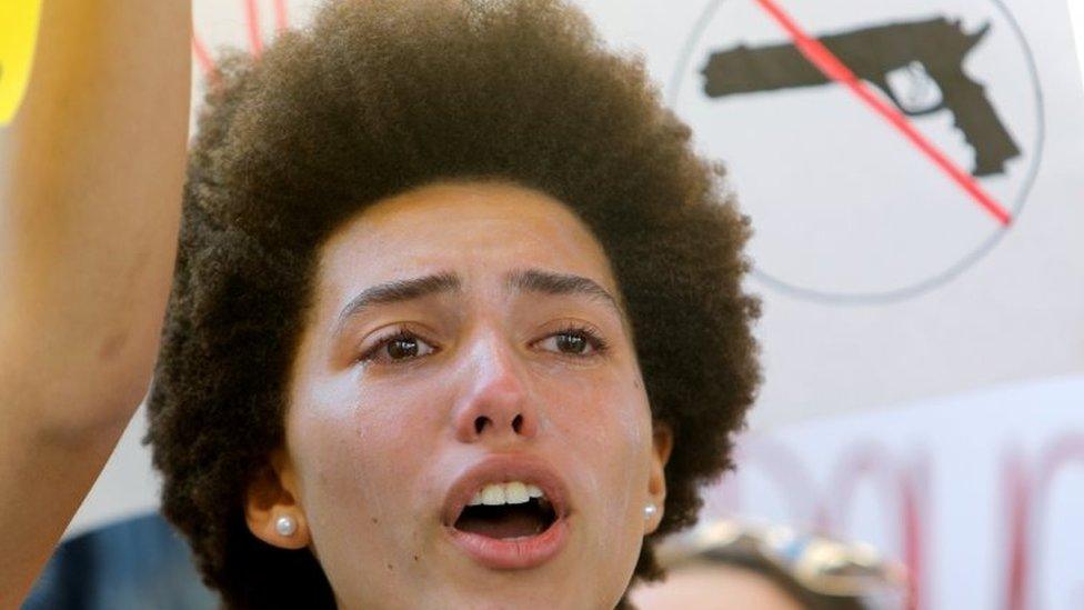 A protester chants during a rally in Fort Lauderdale, Florida. Photo: 17 February 2018