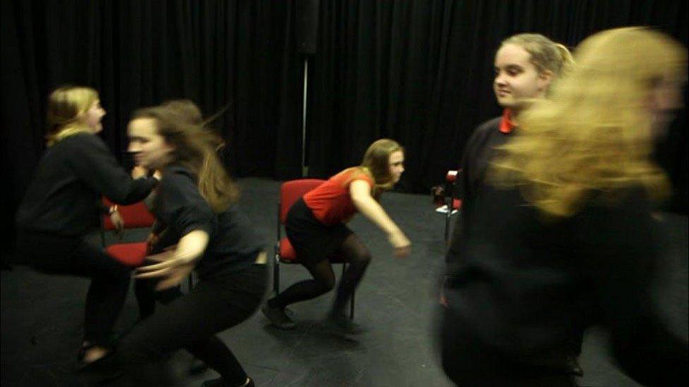 Drama students in Aberystwyth taking a GCSE out of school with a local theatre company