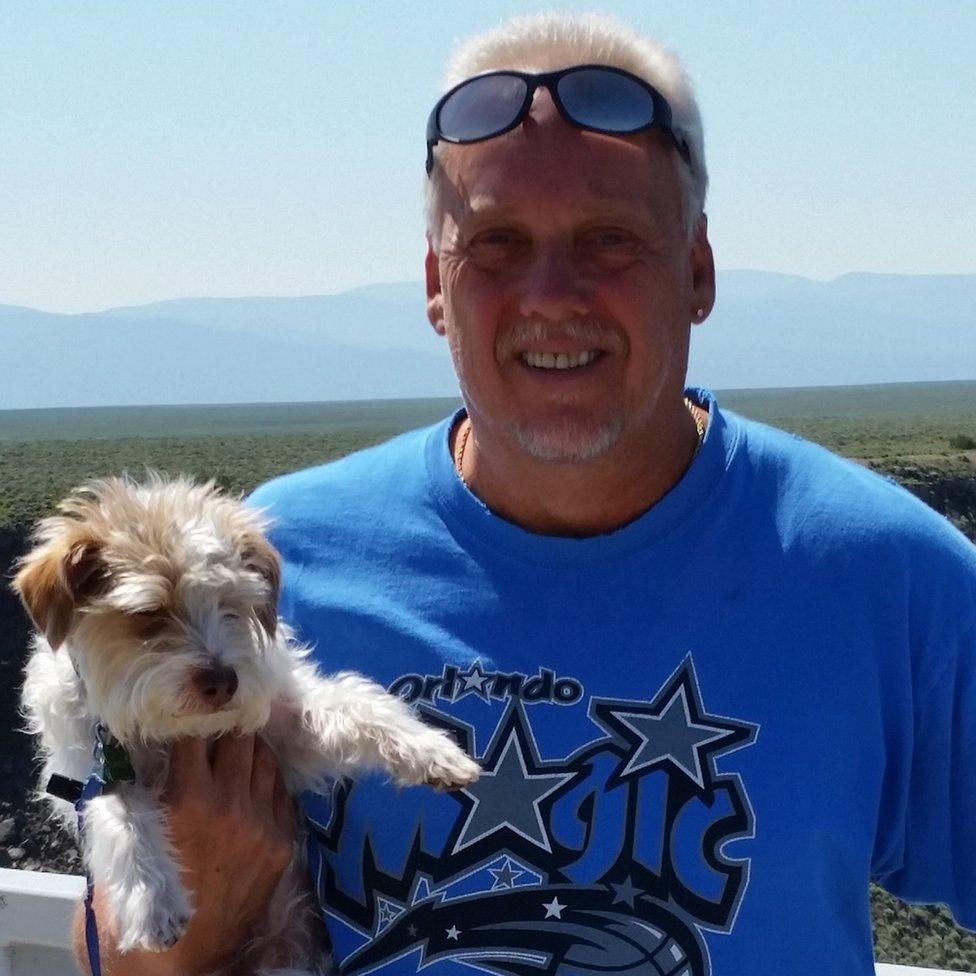 Randy Bilyeu and his dog, pictured in June 2015