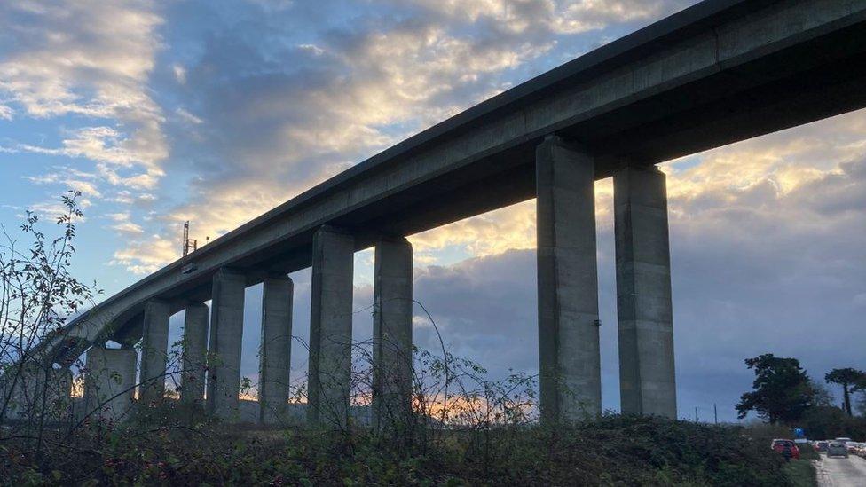 Orwell Bridge, from the road below