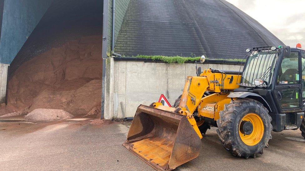 A Lincolnshire County Council salt gritting depot at Ancaster, Near Grantham