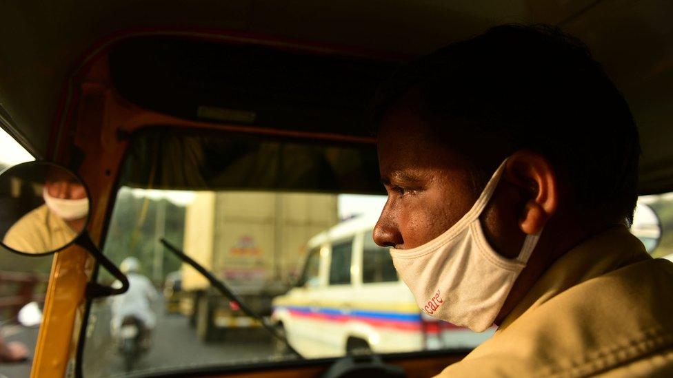 Rajan Yadav in his tuk-tuk