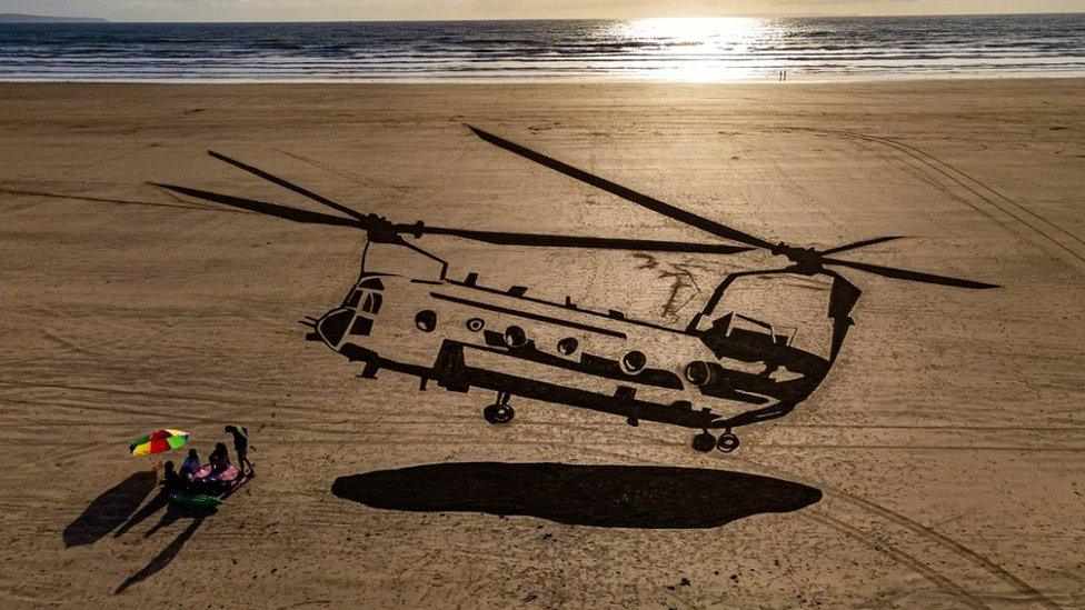 Chinook on Saunton Sands beach