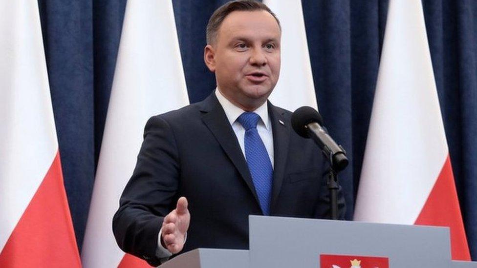 Poland"s President Andrzej Duda speaks during his media announcement on 6 February