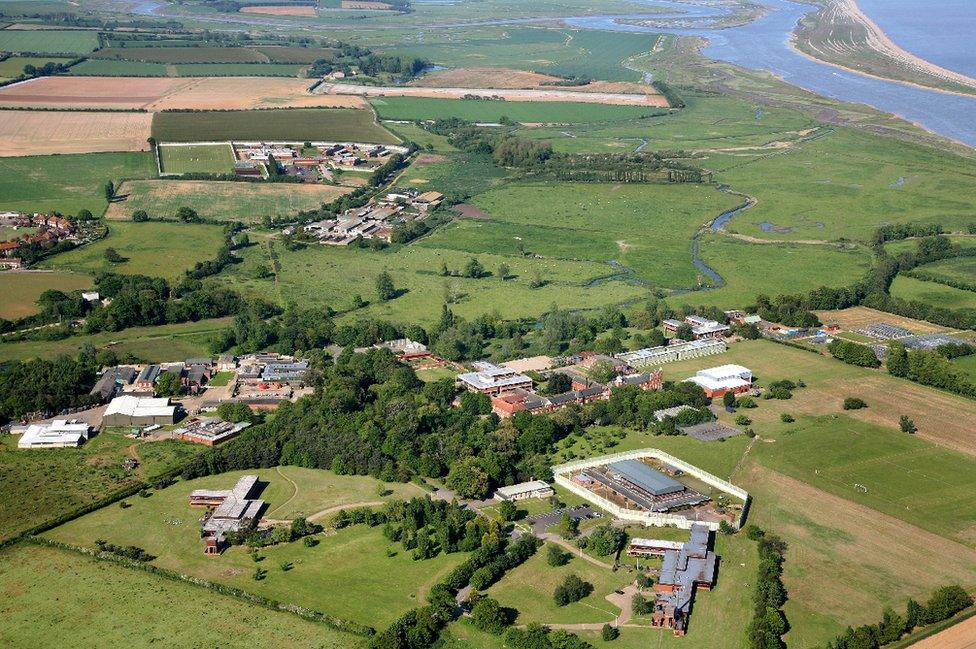 Aerial view of HMP Hollesley Bay