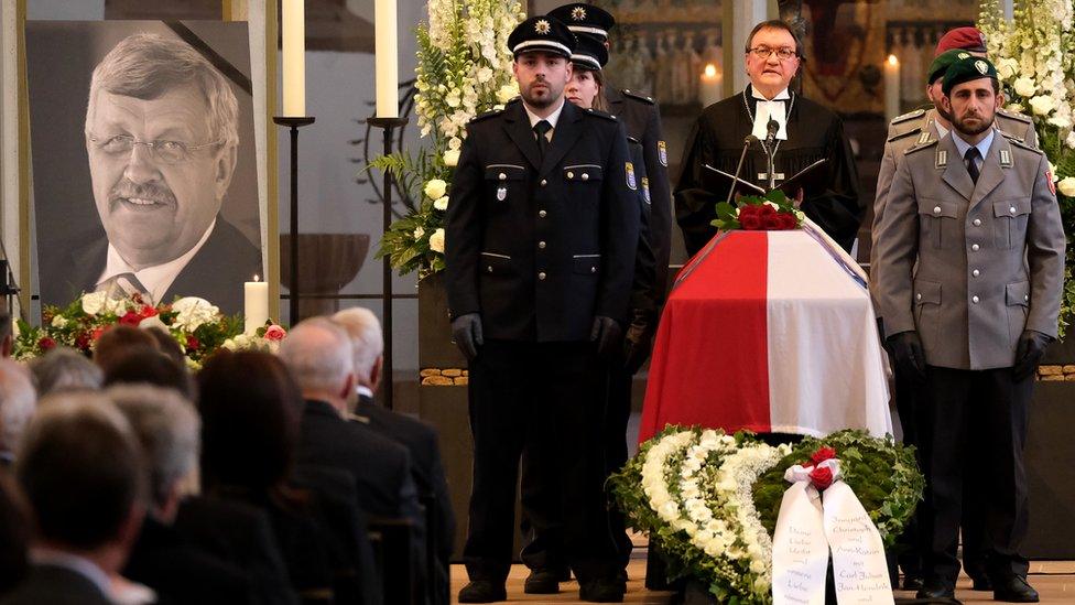 Bishop Martin Hein speaks at the ceremony of murdered German politician Walter Lübcke at St Martin church in Kassel, 13 June 2019