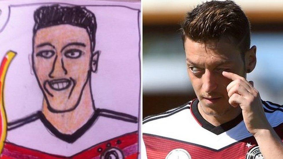 Mesut Özil drawing and photograph