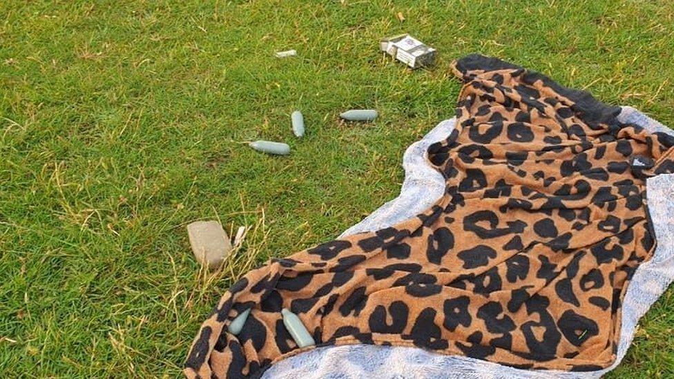 nitrous oxide cannisters left on beach